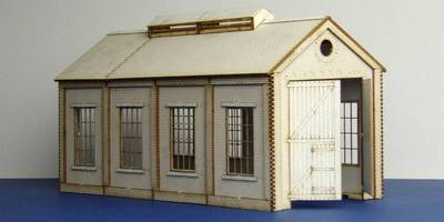 B 00-09 OO gauge small single track engine shed with square windows